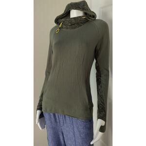 BMW Active Men/Women Olive Green Running Style Hoodie Funnel Neck Stretch Size M